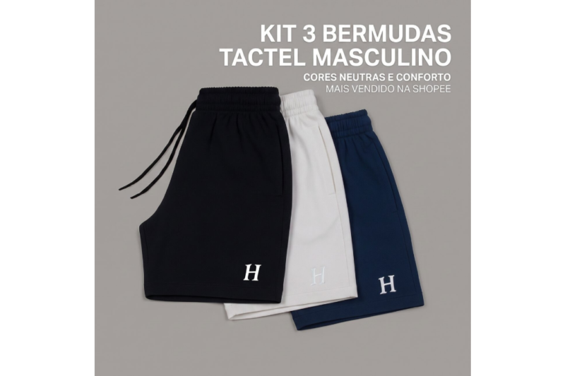 Kit 3 Bermudas Tactel Masculino com Elastano Vale a Pena? Análise do Achadinho da Shopee