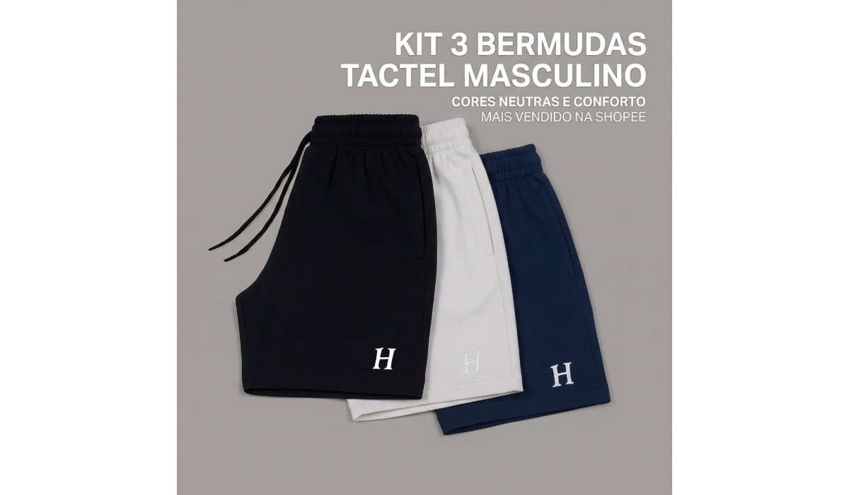 kit 3 bermudas tactel masculino com elastano vale a pena análise do achadinho da shopee