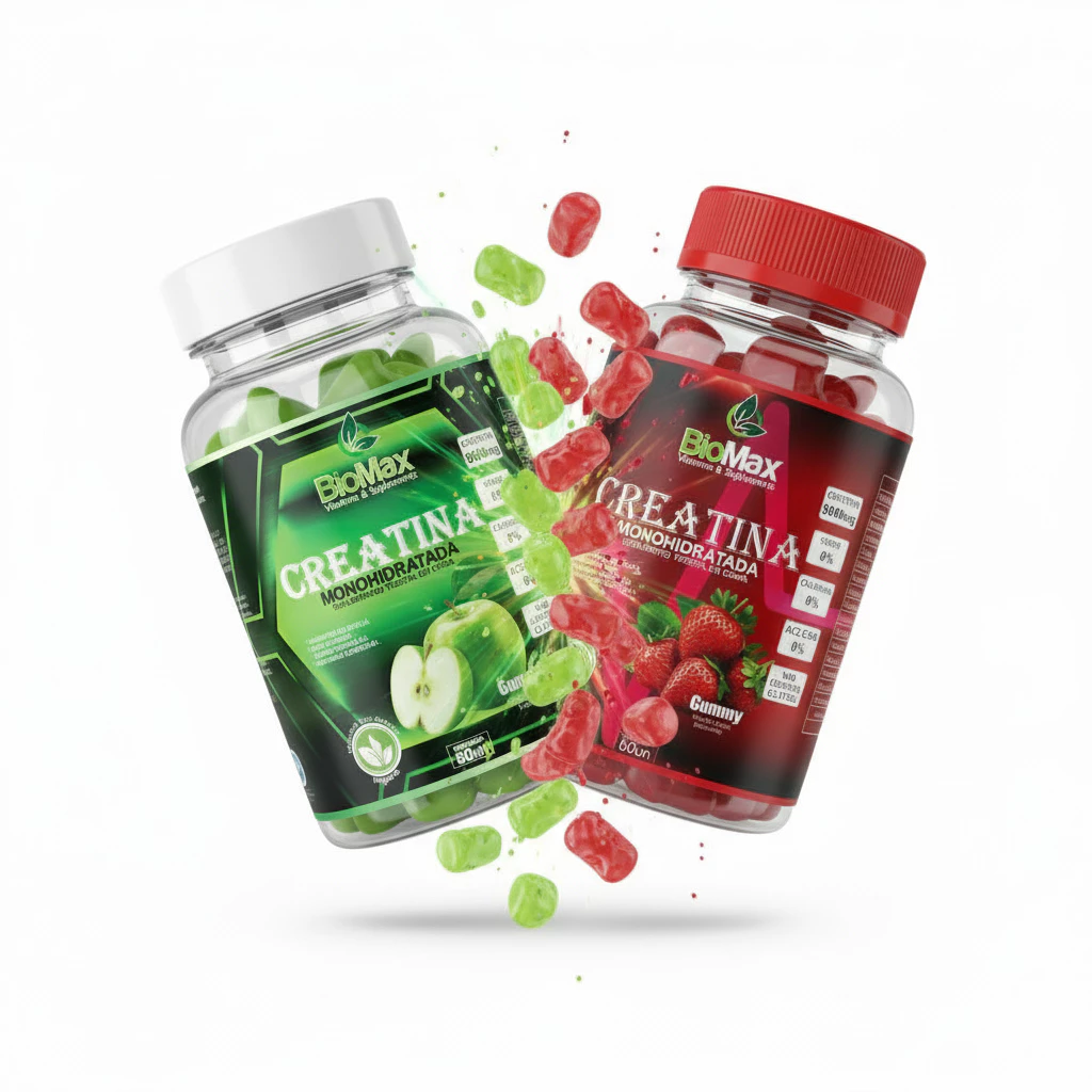 Adeus Pó e Coqueteleira? O Segredo da Creatina em Goma que Virou Febre nos Treinos Combo Creatina em Goma Sabores Maçã Verde e Morango.
